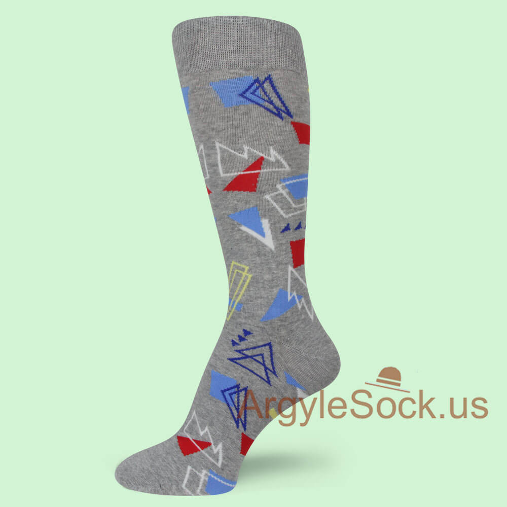 Gray with Geometric Figures Men's Socks